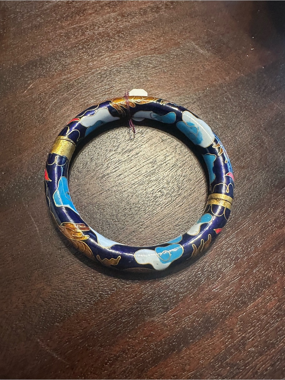 Blue Cloisonné Floral Bangle Bracelet - Women Jewelry